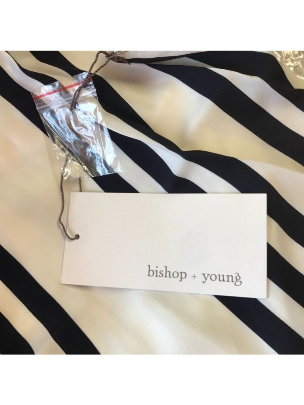 Bishop + Young Striped High Neck Halter Top in Navy Stripe - Size L - New - Picture 4 of 7